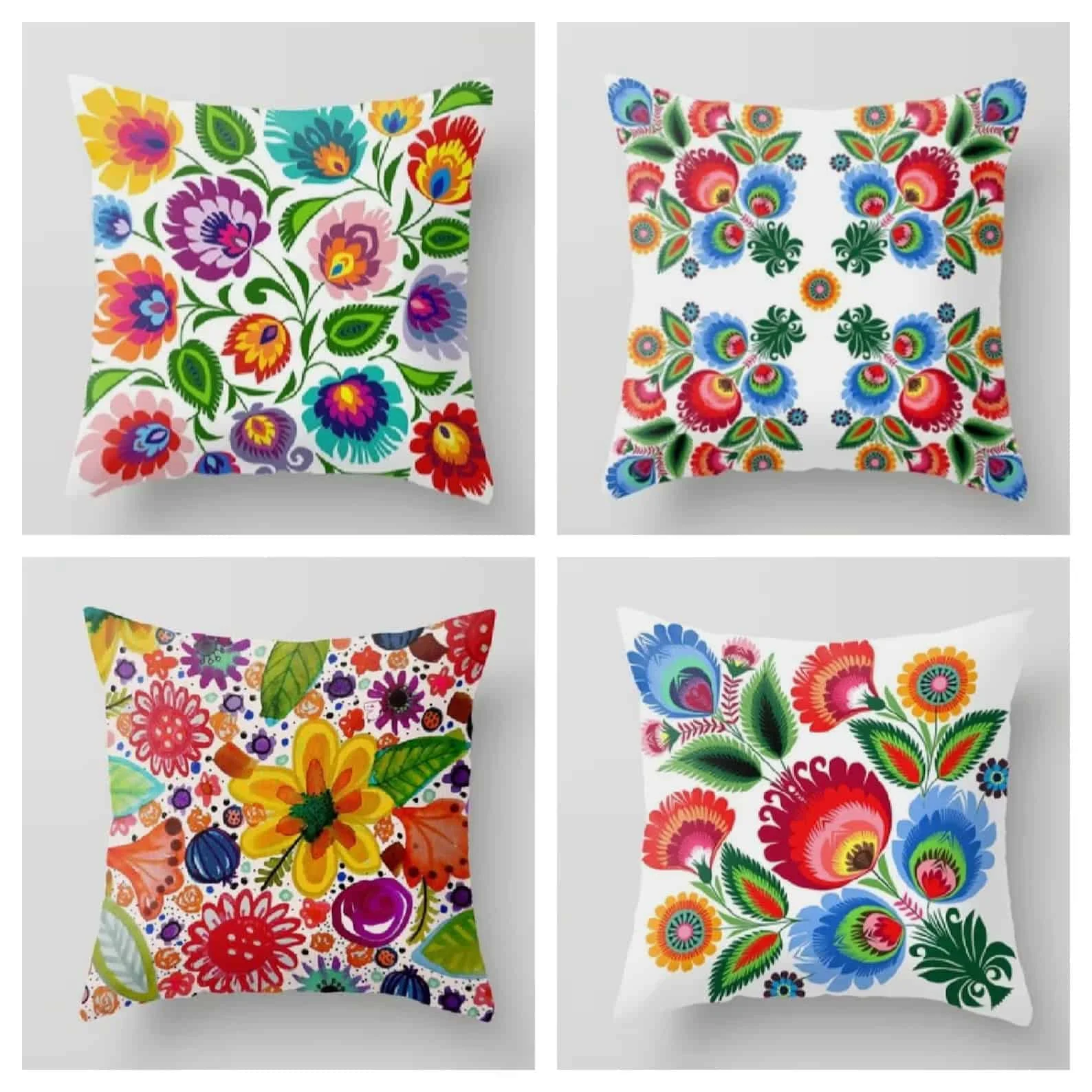 7. Almohadas coloridas con flores