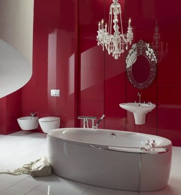 Red Bathrooms That Combine Brightness and Luxury