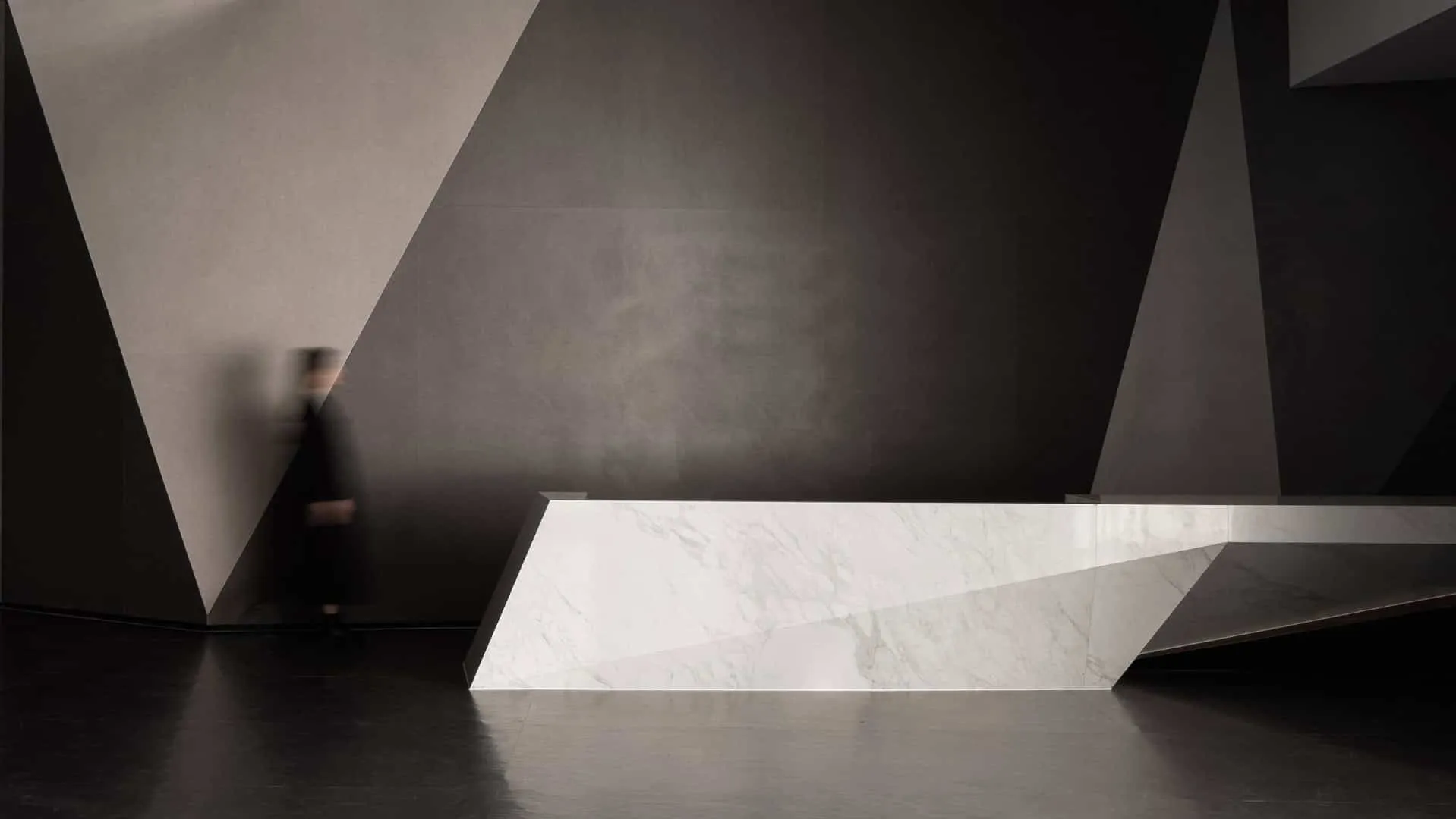 Spanish Exhibition Hall GOJE from Slate by Topway Space Design: Geometry, Light and Poetic Space