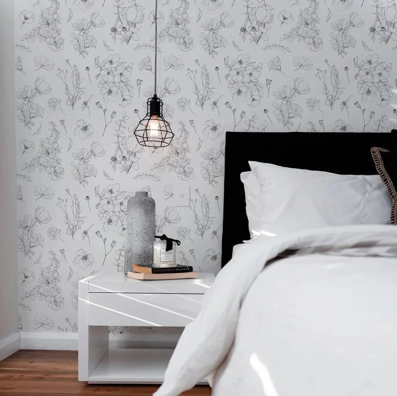 9. Esbozo de Papel Pintado de Flores Silvestres