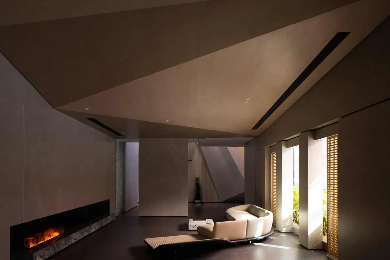 Spanish Exhibition Hall GOJE from Slate by Topway Space Design: Geometry, Light and Poetic Space