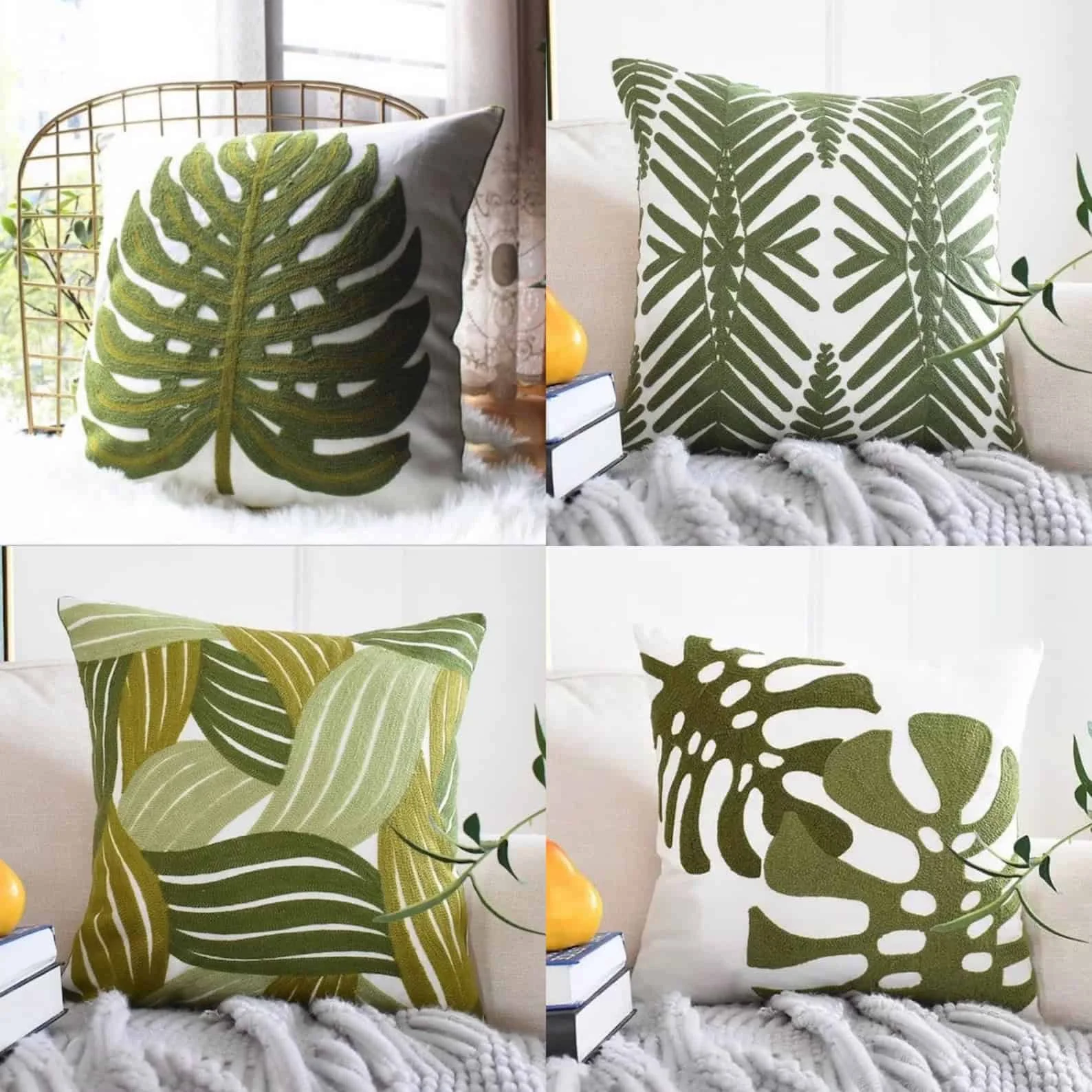 10. Almohadas bordadas veraniegas