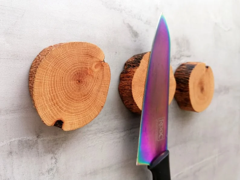 5. Magnetic Knife Holder from Pruned Oak Branches