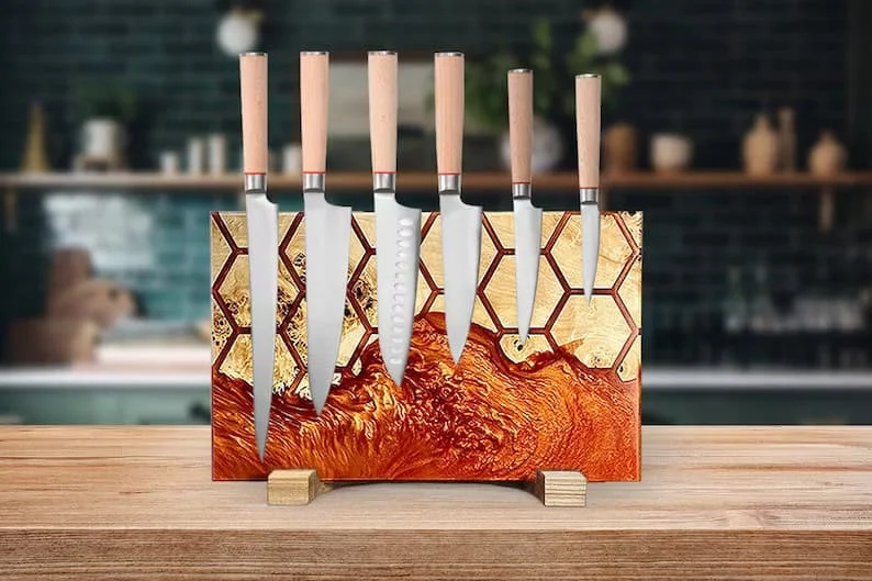 7. Luxury Resin Magnetic Knife Block