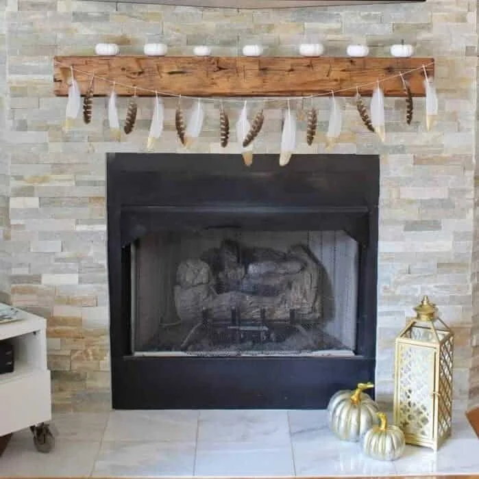 11. Guirnalda con plumas doradas