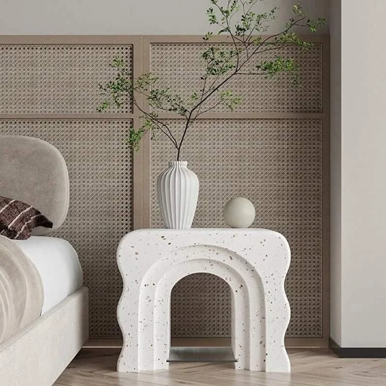 12. Mesita de noche moderna curvilínea