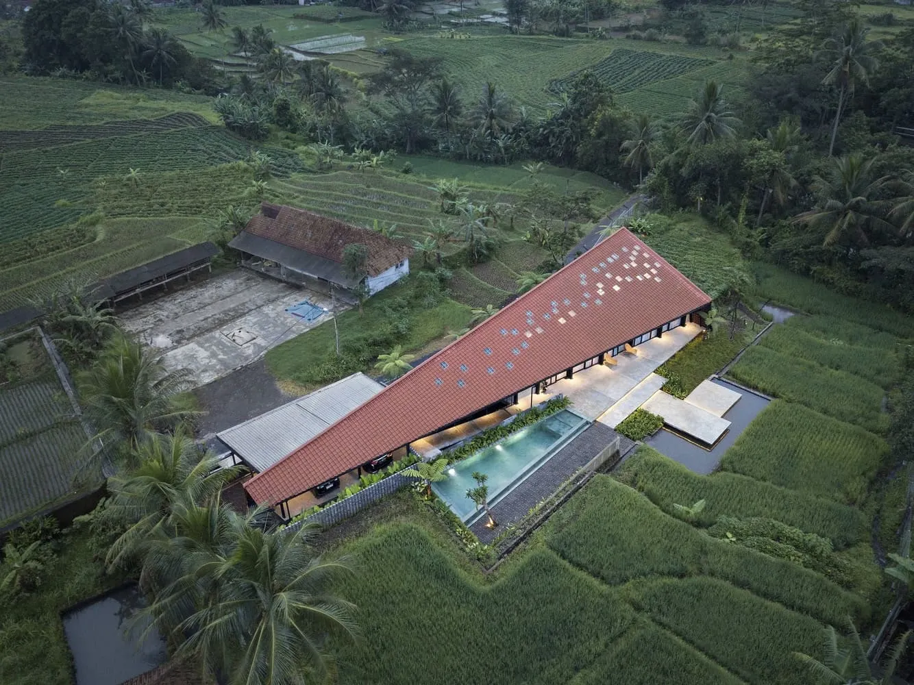 Swarga House in Cilimous from PSA Studio: Floating Villa Among Rice Fields