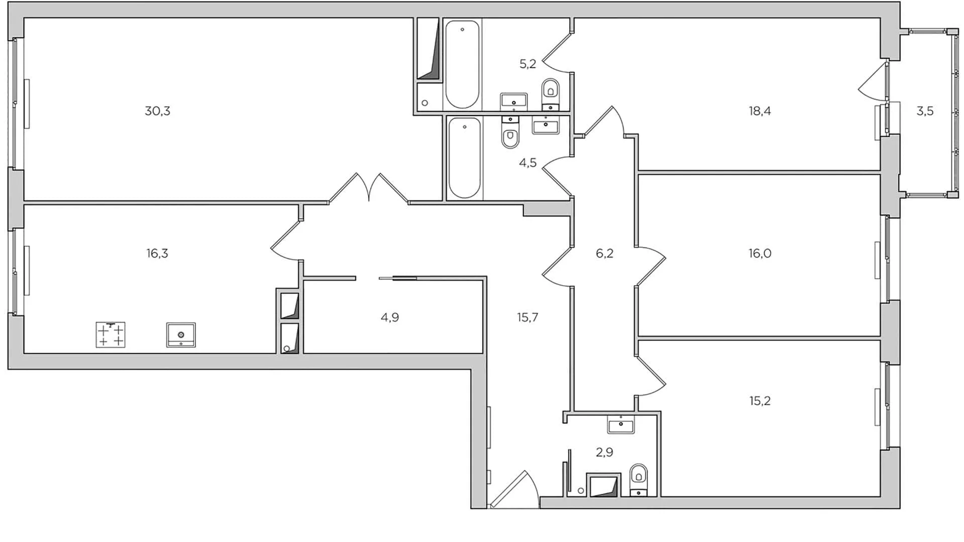 Three-Room Apartment — Layout After