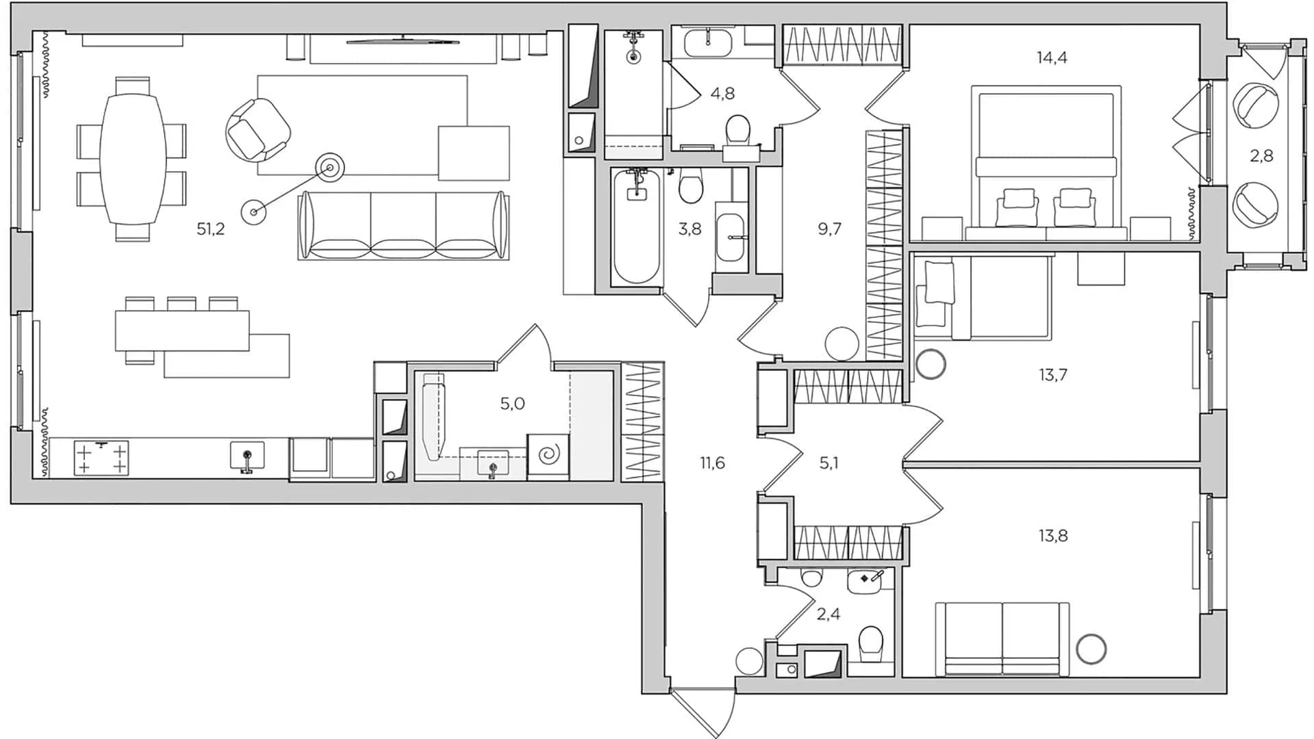 Three-Room Apartment — Layout Before