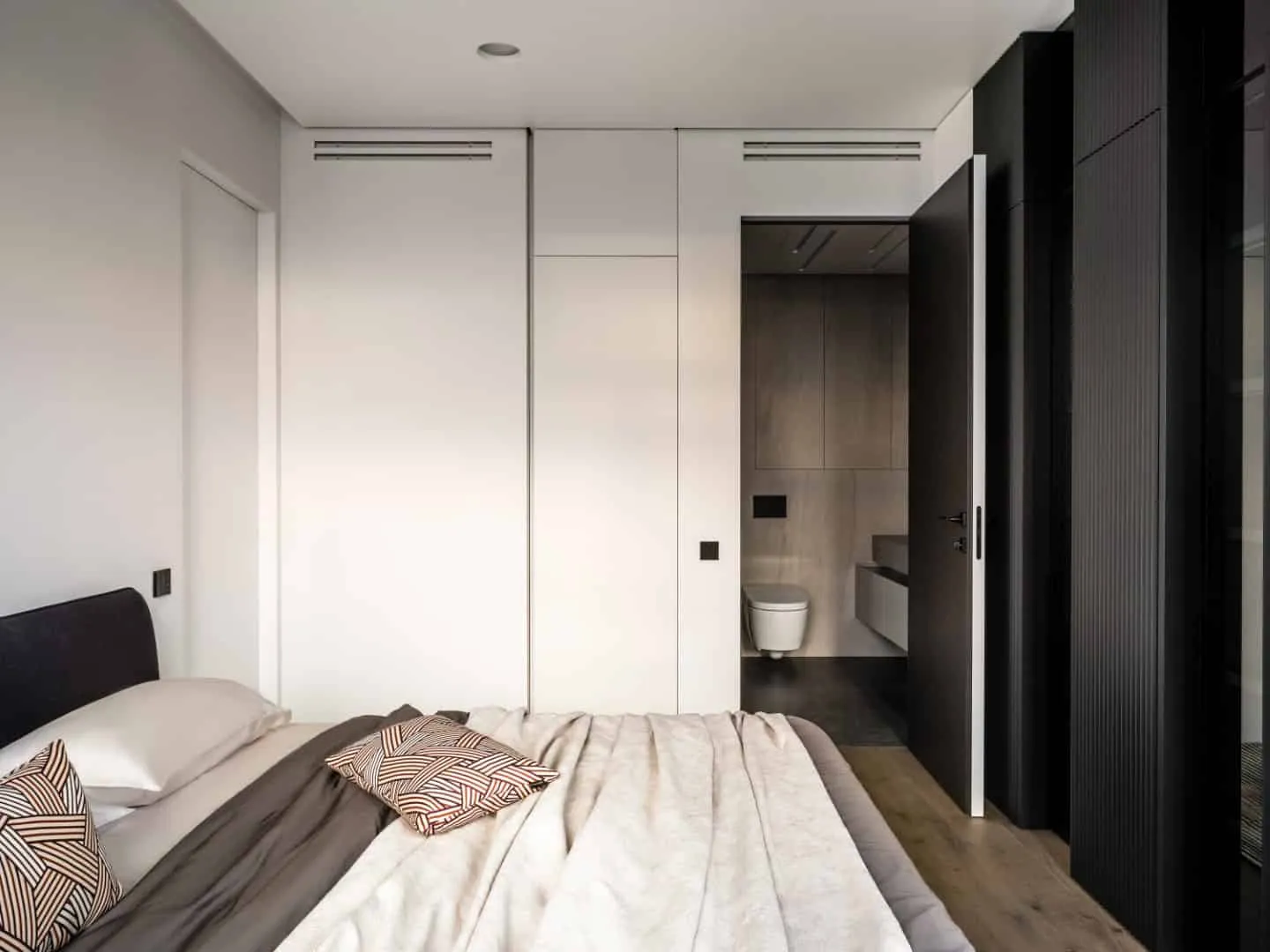 Soft geometry around the living room and TV area