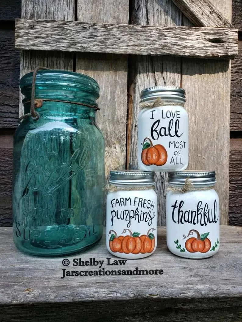 8. Mini tarros de vidrio otoñales