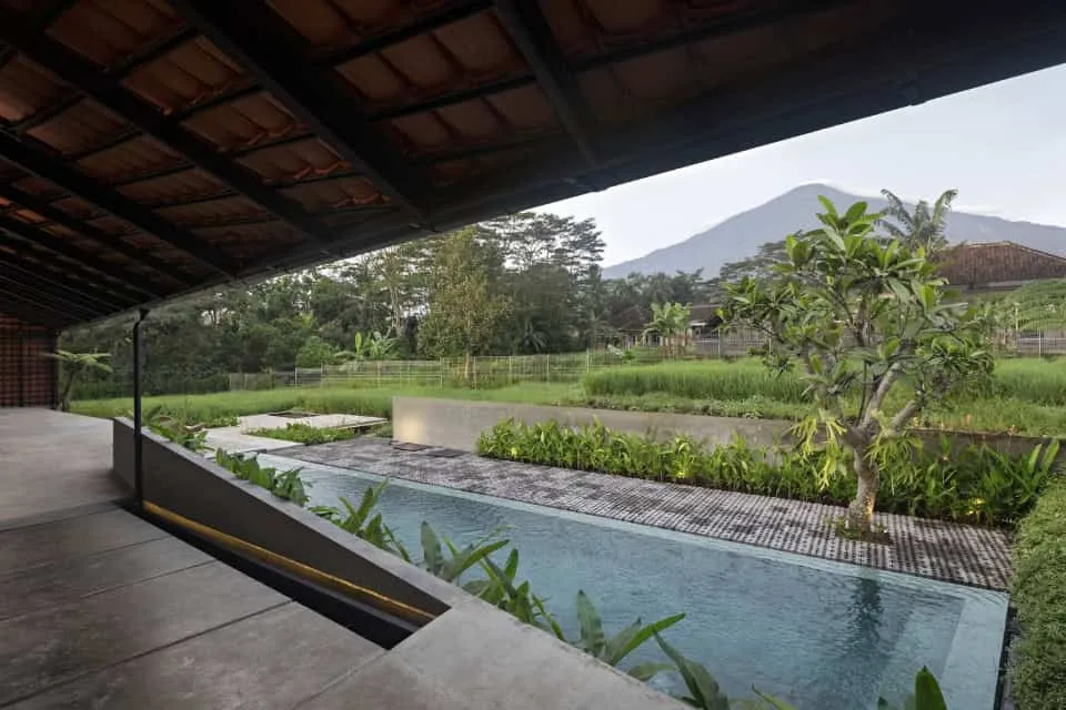 Swarga House in Cilimous from PSA Studio: Floating Villa Among Rice Fields