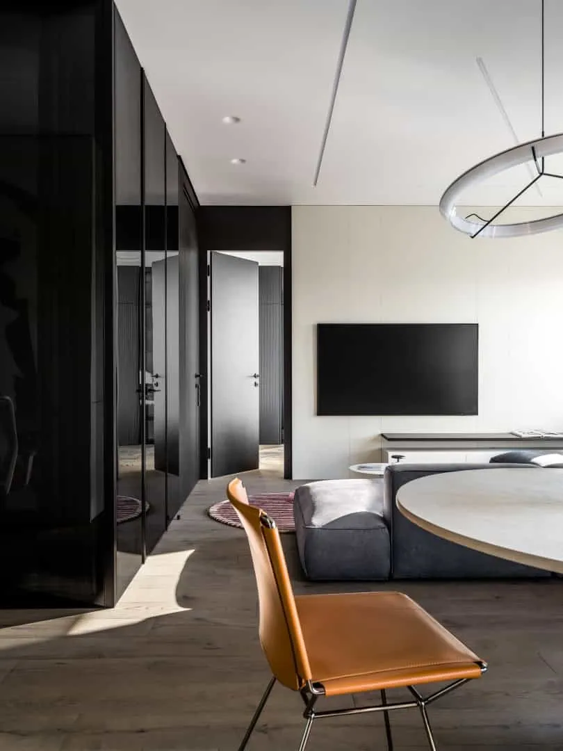 RGB lighting niche and storage modules in the office