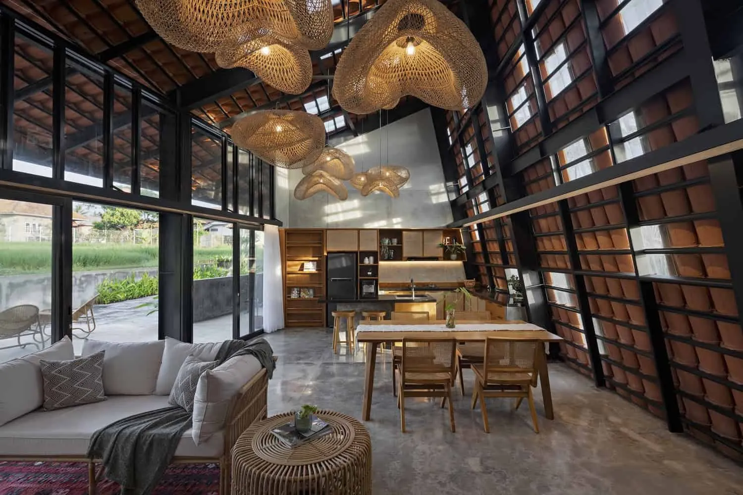 Swarga House in Cilimous from PSA Studio: Floating Villa Among Rice Fields