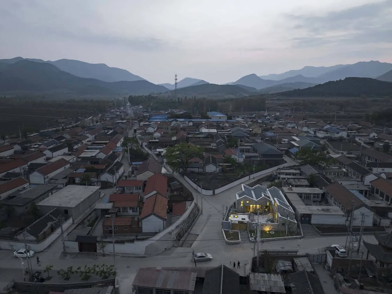 House with Folding Roof in Courtyard by MAT Office in Beijing, China