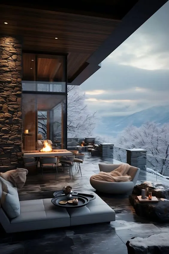 Sipping Hot Cocoa in Luxury on the Terrace of This Modern Mountain Retreat