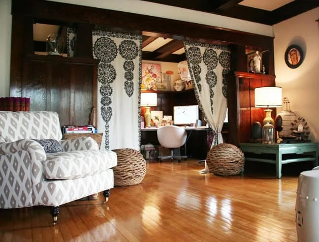 14. Separadores de habitaciones con cortinas