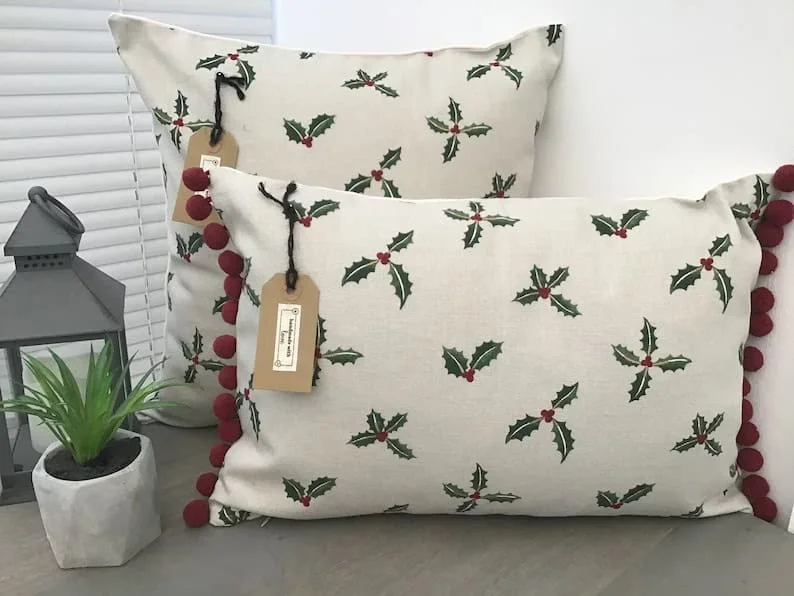 11. Olive Leaf and Berry Pillows