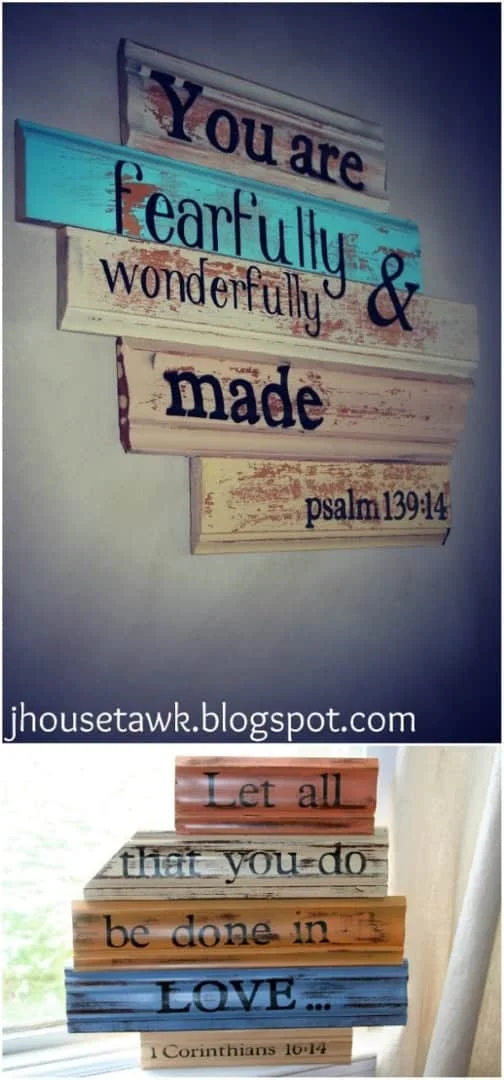 9. Multi-Colored Signs From Wood Scraps
