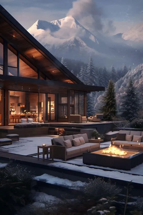 Sipping Hot Cocoa in Luxury on the Terrace of This Modern Mountain Retreat