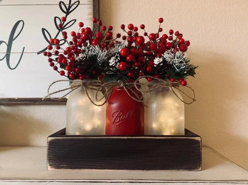 8. Frasco Mason rústico para Navidad