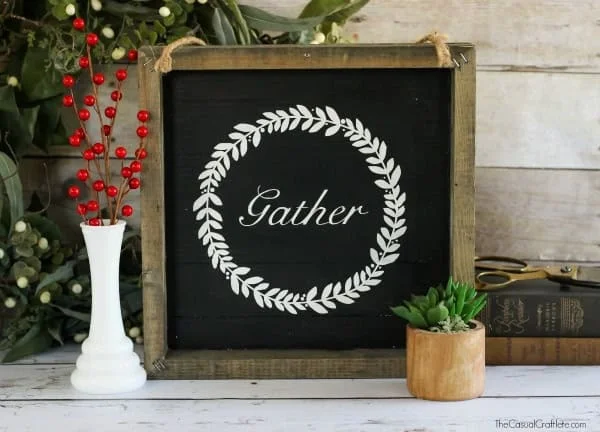 15. Framed Wood Plank Gather Sign