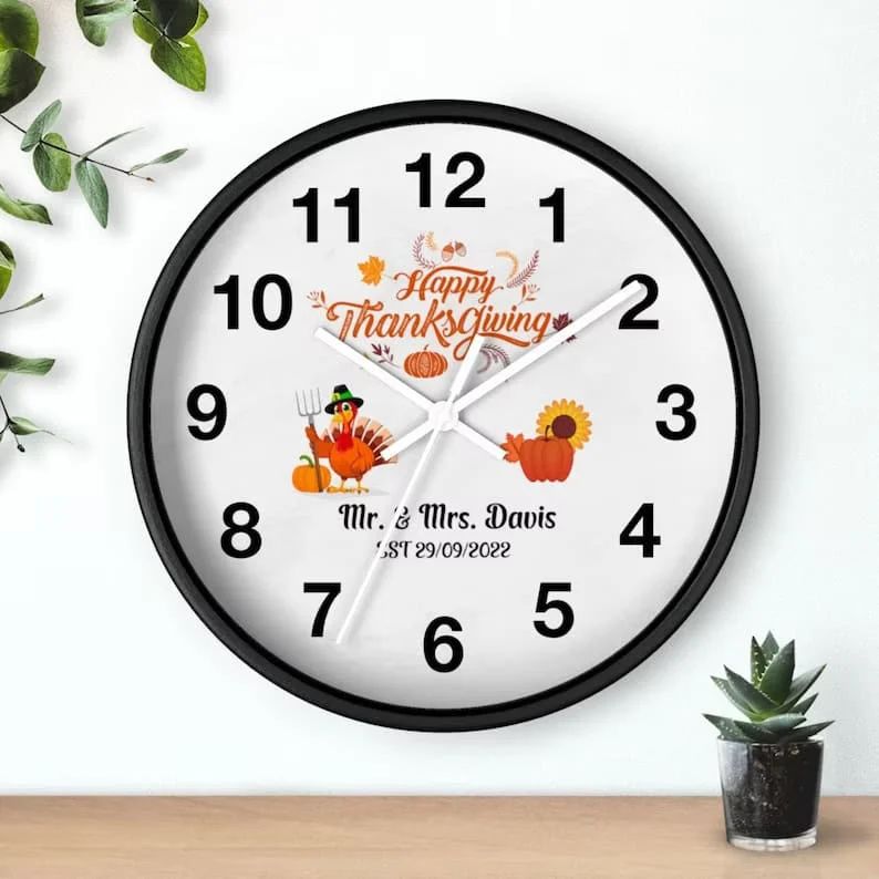 Настінні годинники з гарбузом на День подяки з святковою темою
