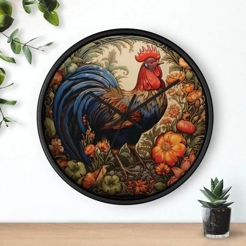 Святкові настінні годинники з петухом на День подяки в селському стилі