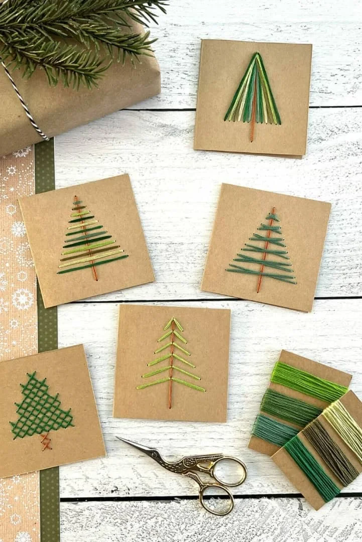 3. Tarjetas navideñas con bordado