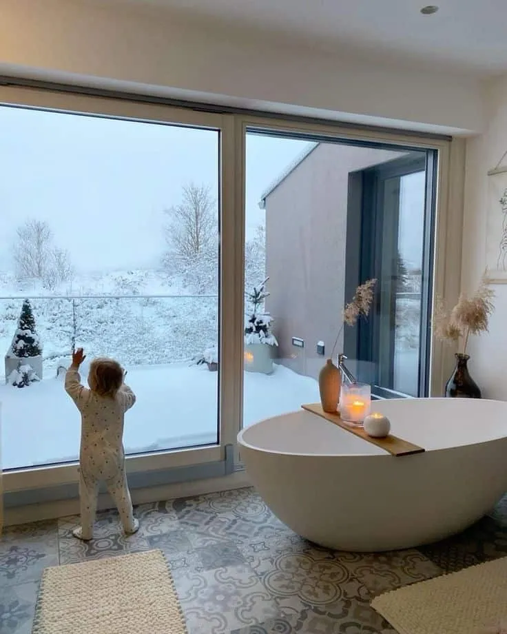 The Magic of Large Winter Windows in Your Bathroom