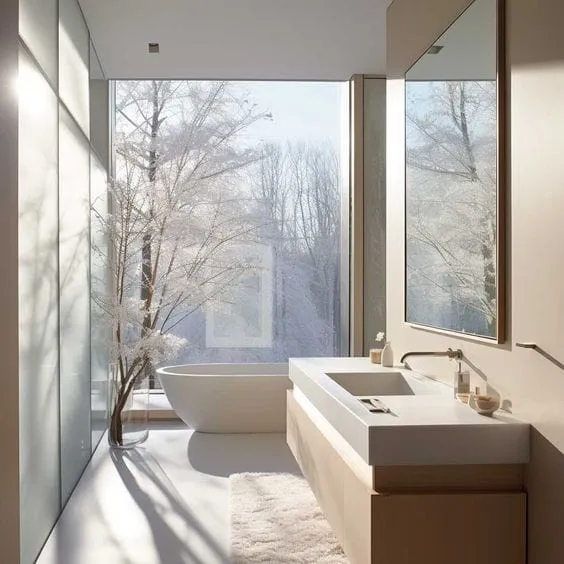 The Magic of Large Winter Windows in Your Bathroom