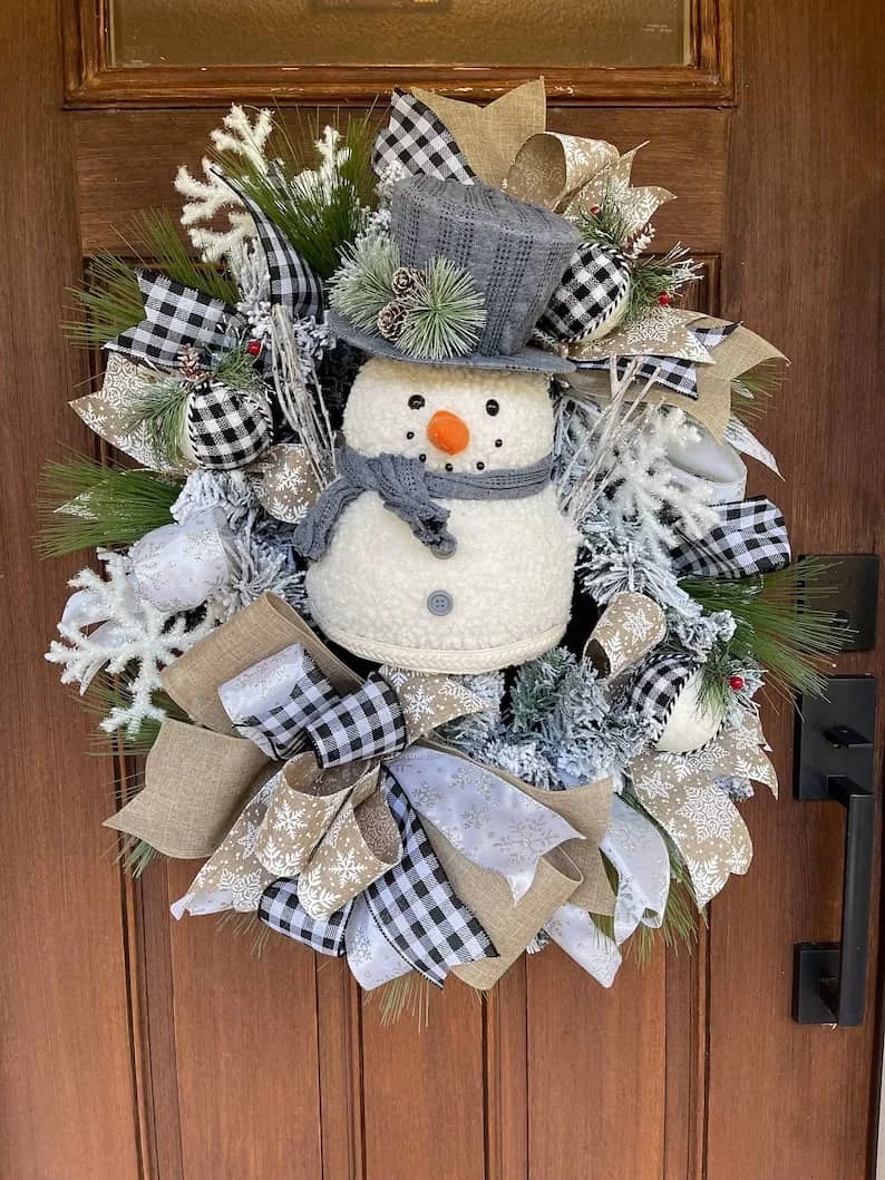 4. Guirnalda rustica con muñeco de nieve