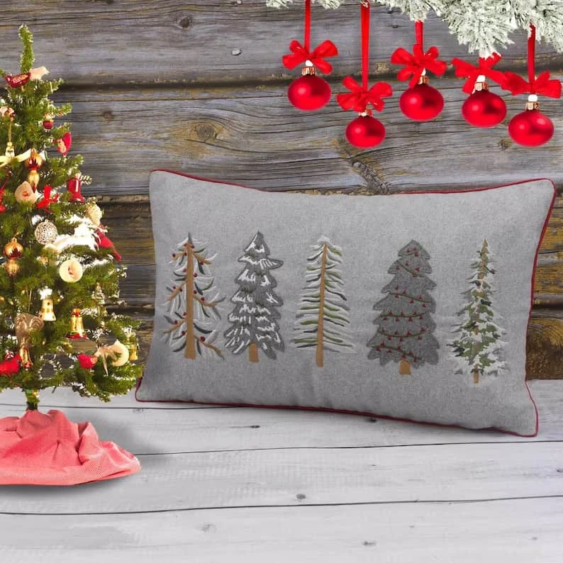 2. Winter Pillow with Festive Print