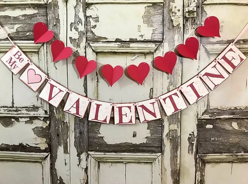 5. Bandera Valentín estilo rústico