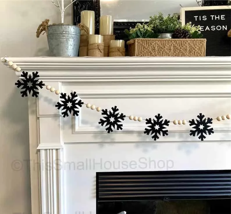 2. Black Garland with Snowflakes