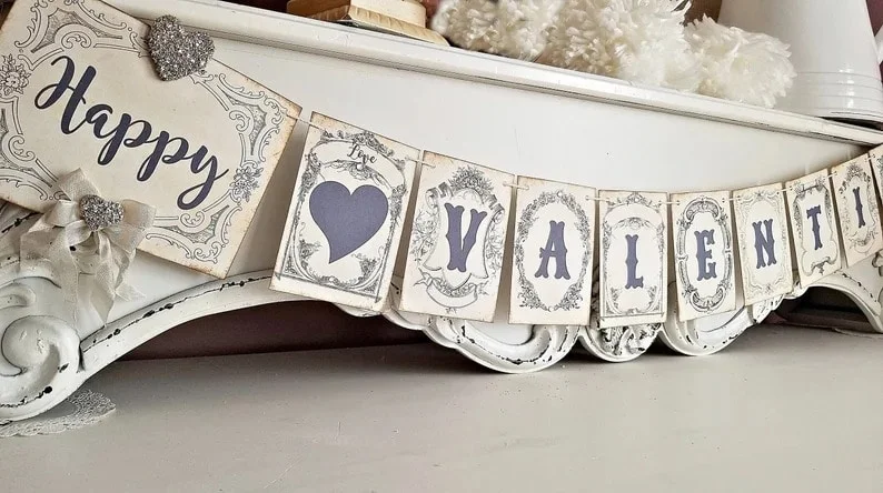 14. Bandera Valentín estilo vintage