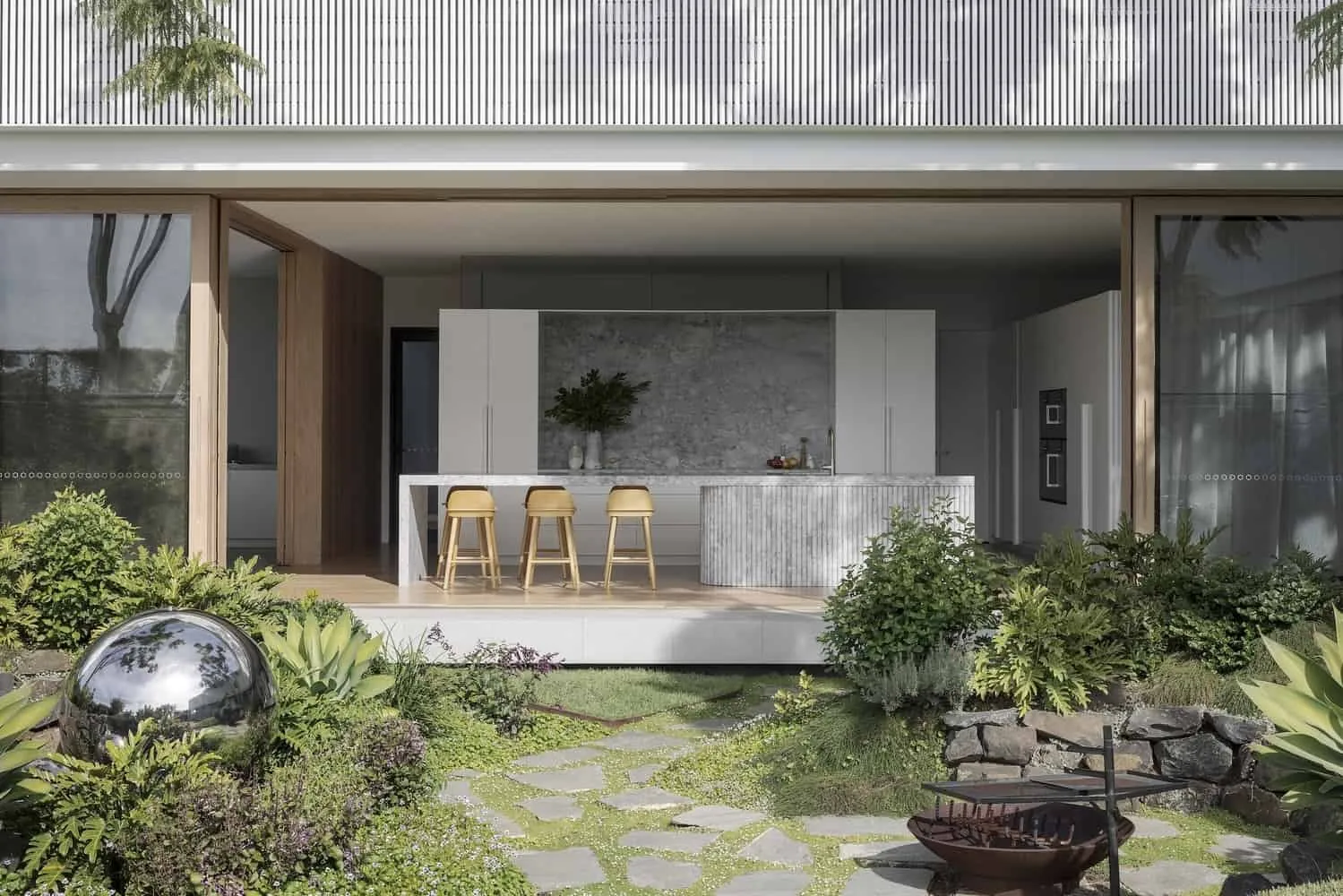 由乔·阿德赛特建筑师设计的回旋现代舒适住宅：埃斯科特的弯曲现代温馨