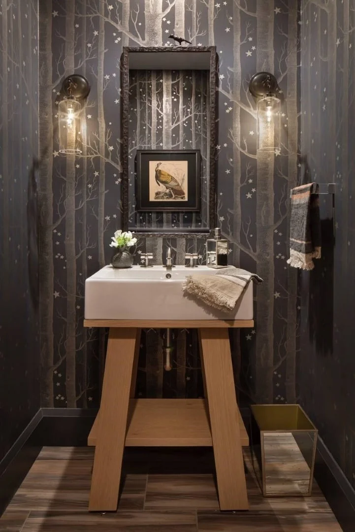 9. Bathroom with Natural Wallpaper