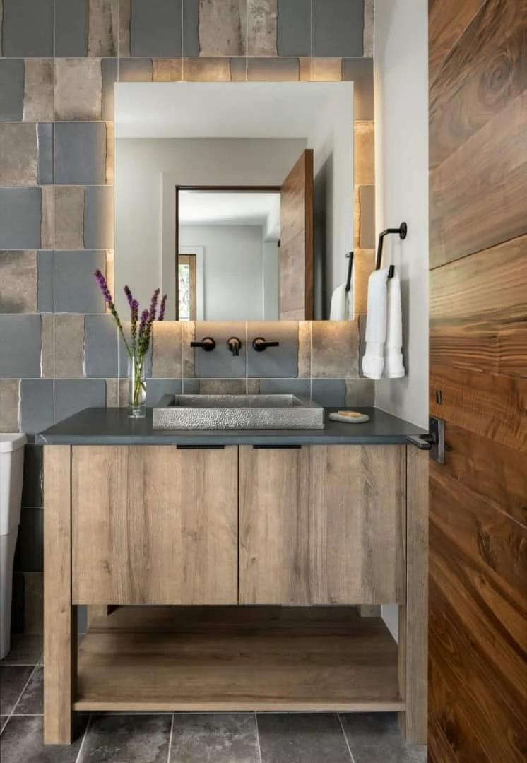 5. Modern and Rustic Guest Bathroom