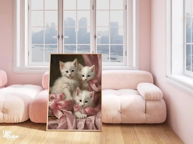 11. Pared coquette estética con gatitos