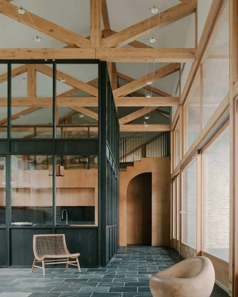 Sunset view of the terrace and inner warmth as landscape fades into blue night in Tvaladi.