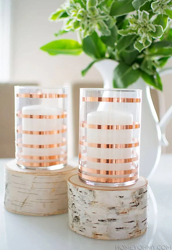 6. Portavelas DIY con cinta de cobre