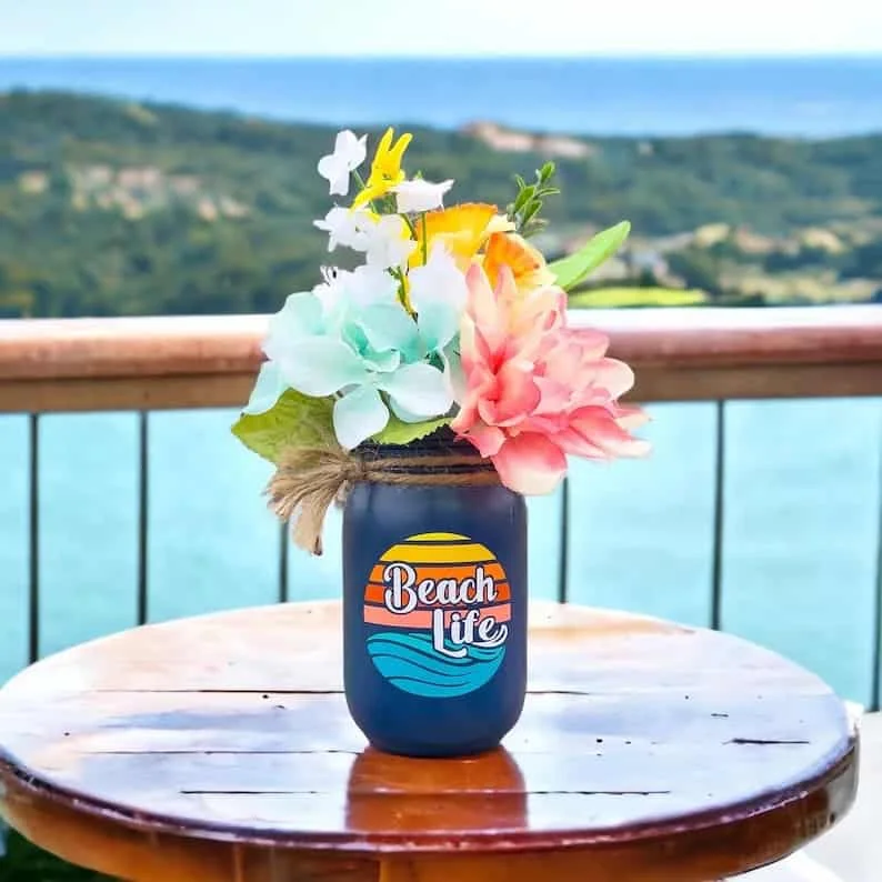12. Decoración marina veraniega de caja de mason