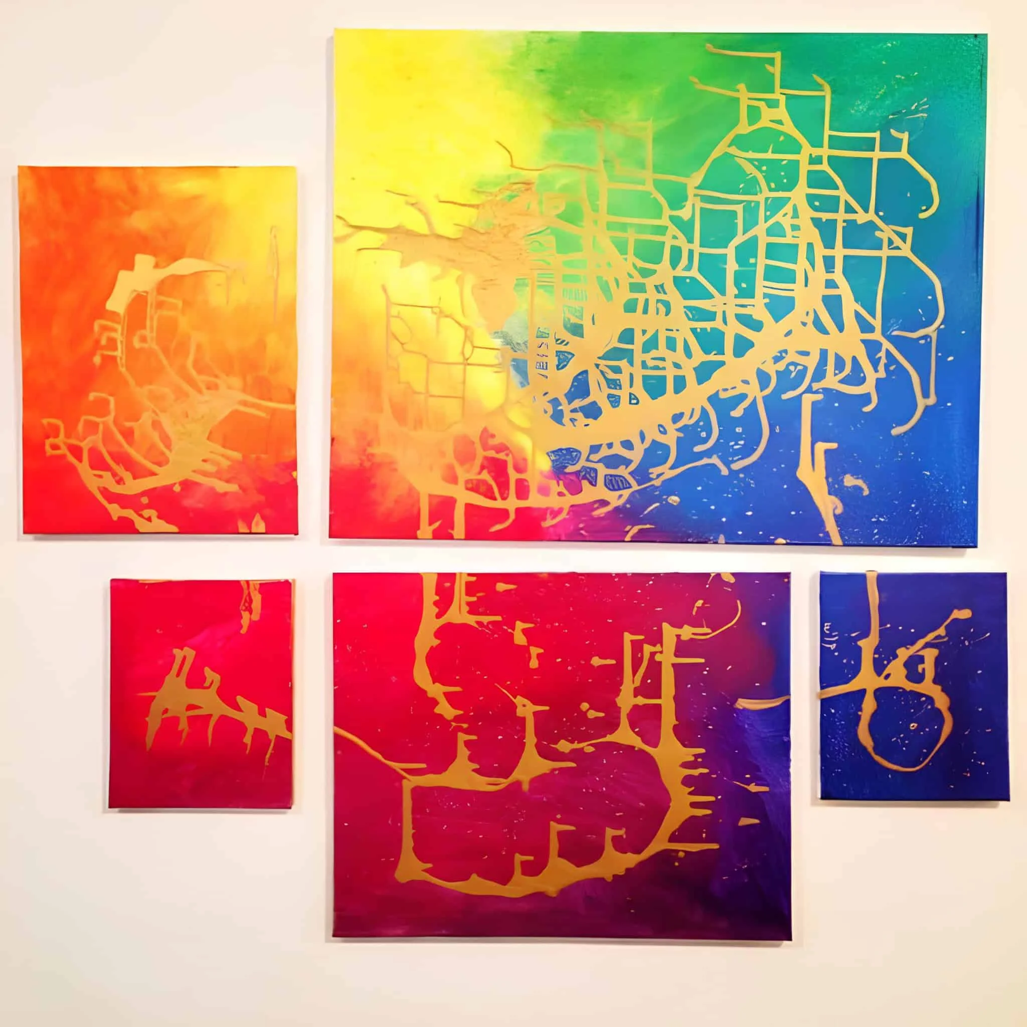 多面板彩色抽象DIY画布组合