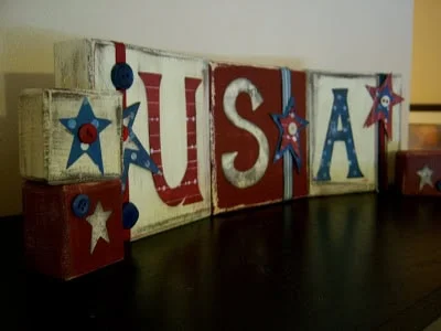 5. Bloques DIY con bandera de EE.UU.