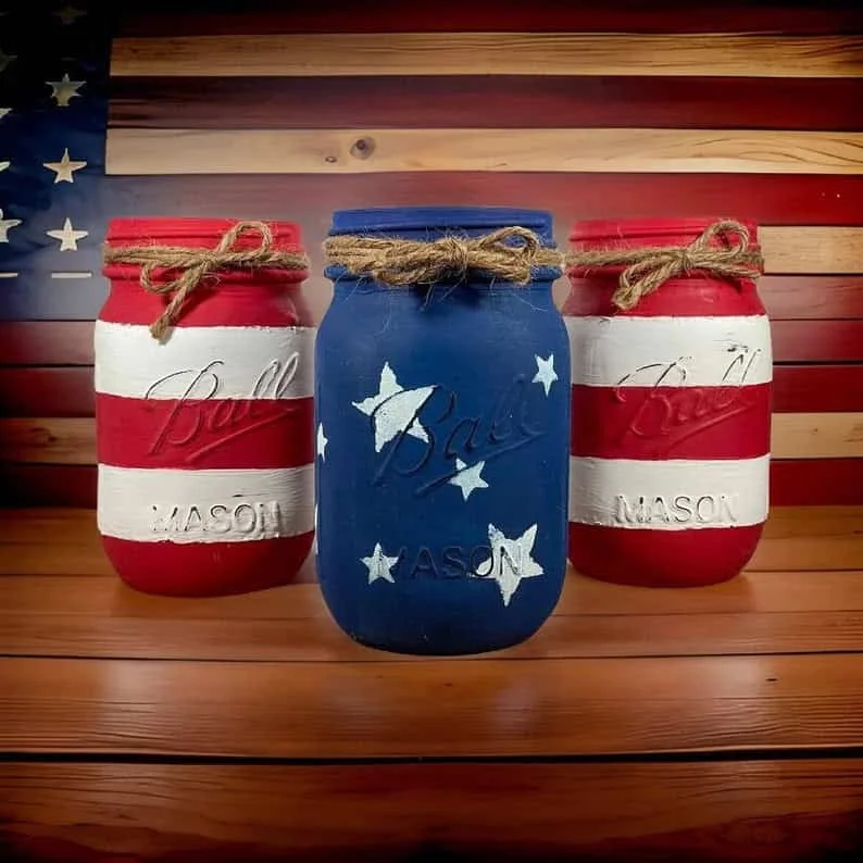 2. Mason-Jar-Behälter mit amerikanischer Flagge