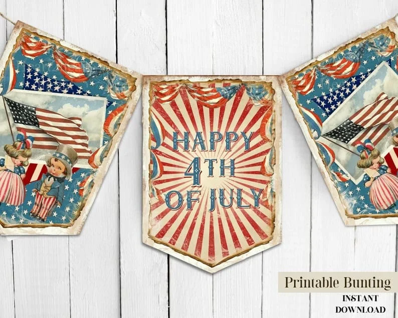 5. Pancarta retro 4 de julio