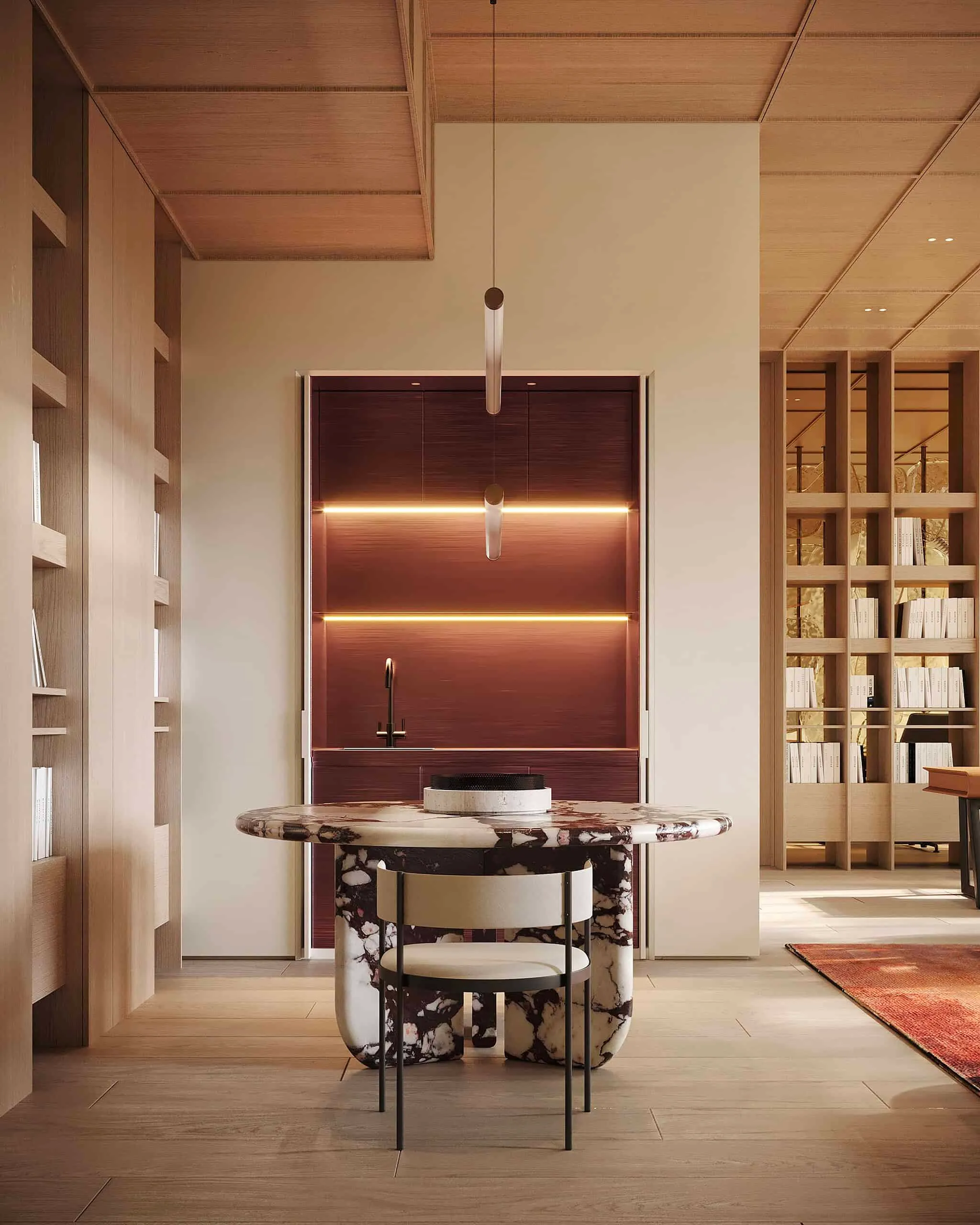 莫斯科Kerimov Architects设计的两层公寓：温暖极简主义研究