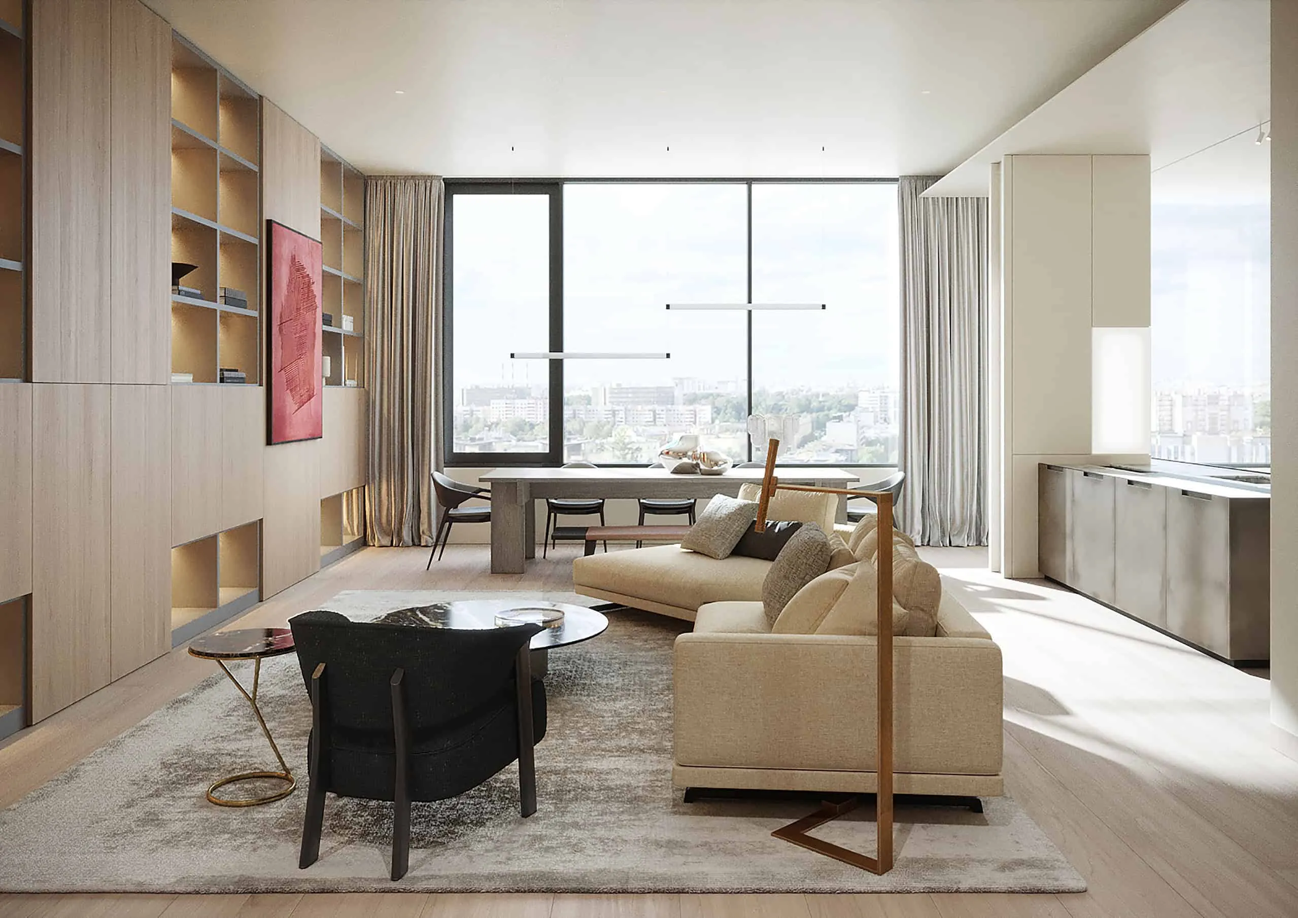 莫斯科Kerimov Architects设计的两层公寓：温暖极简主义研究