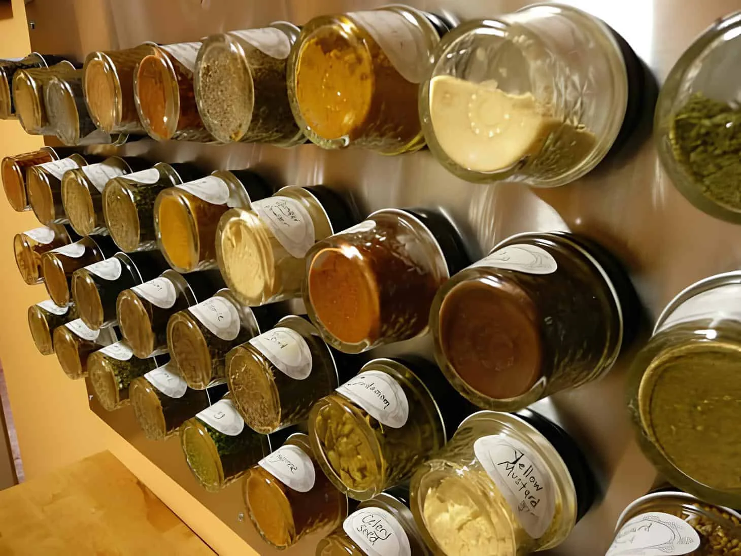 34. Создайте простую вертикальную полку для специй, приклеив крышки банок